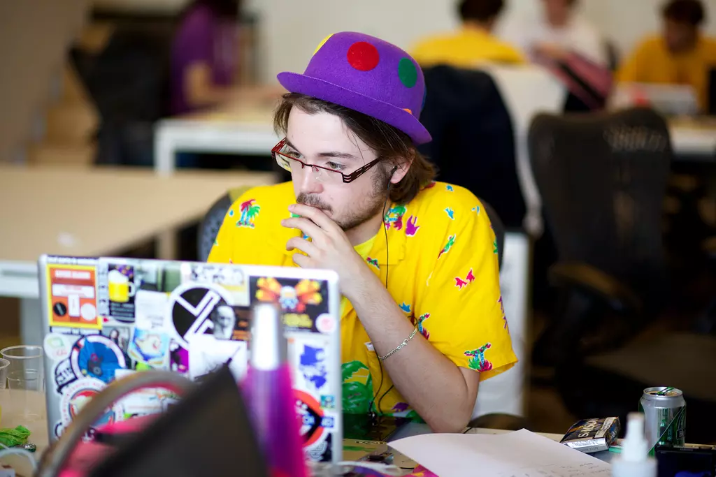 Guy looking at a computer screen