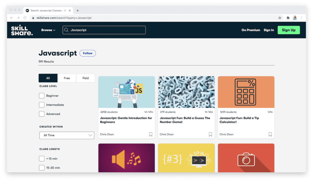 JavaScript Courses on Skillshare