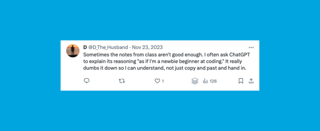 Twitter user: using AI to understand coding principles
